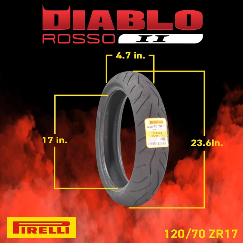 PIRELLI Diablo Rosso II 120/70 ZR 17 M/C (58W) TL (K) Front Motorcycle Tire - High Performance, Durable, and Reliable: Sport Performance for Road Use with Keychain - Image 2